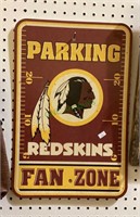 Plastic Red Skins fan zone parking sign measures