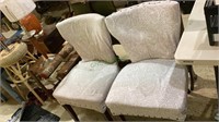 One pair of amateur reupholstered shabby chic