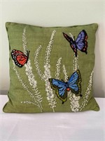 Embroidered Vintage Butterfly Pillow