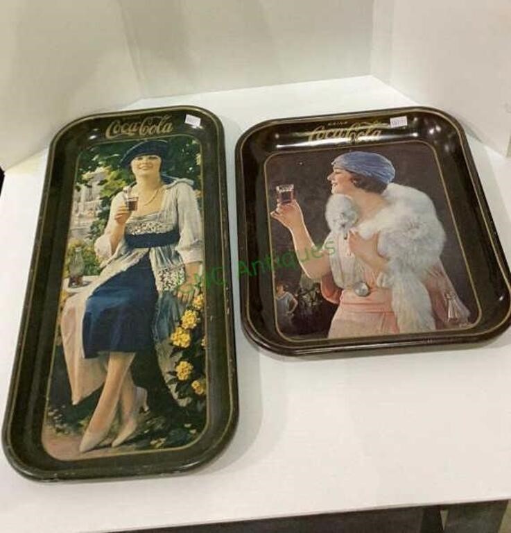 Lot of two reproduction Coca-Cola serving trays -
