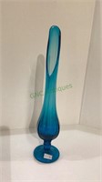 Vintage blue swung vase 12 inches tall   1