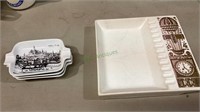 Ashtrays - lot includes one larger square tray