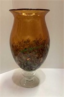 Vintage hand blown clear and amber colored art