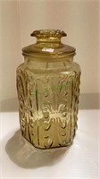 9 1/2 inch amber colored cracker jar    636