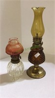 Two vintage oil lamps. Tallest measuring 10 1/2