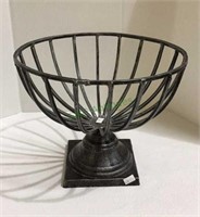 Iron pedestal decorative bowl measures 9 inches