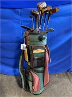 Golf bag with miscellaneous wedges, putters, and
