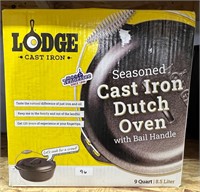 Lodge Cast Iron 9qt Seasoned Cast Iron Dutch Oven