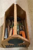 Cute handled wooden crate which holds garden