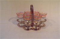 Vintage MCM Cordial Shot Glass Barware Set