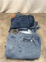 Levi and Wrangler blue jeans and shorts, most are