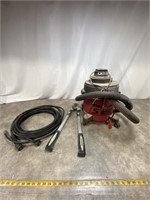 Shop Vac, air hoses, and garden loppers