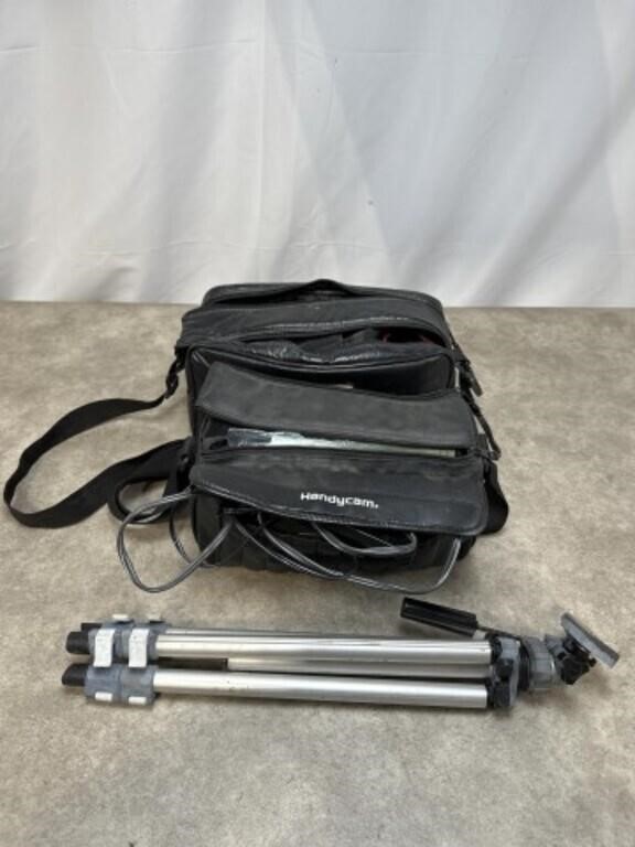 Sony and JVC camcorders with bags and accessories