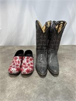 Durango cowboy boots, size 8 and Sanita Danish