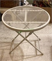Very nice tall metal outdoor table with mesh top.
