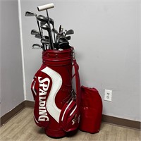 Spalding Golf Bag & Large Assortment of Golf Clubs