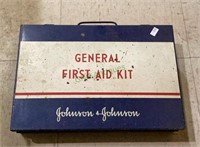 Vintage metal first aid kit by Johnson and