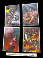 (4) Hell Witch Comic Books, Signed and an issued