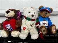 3 Large Postage Stamp Collectable Bears