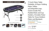 B2098 71 Inch Poker Table Foldable, 8 Player