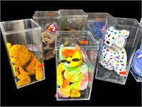 6 Ty Beanie Babies In Plastic Cases