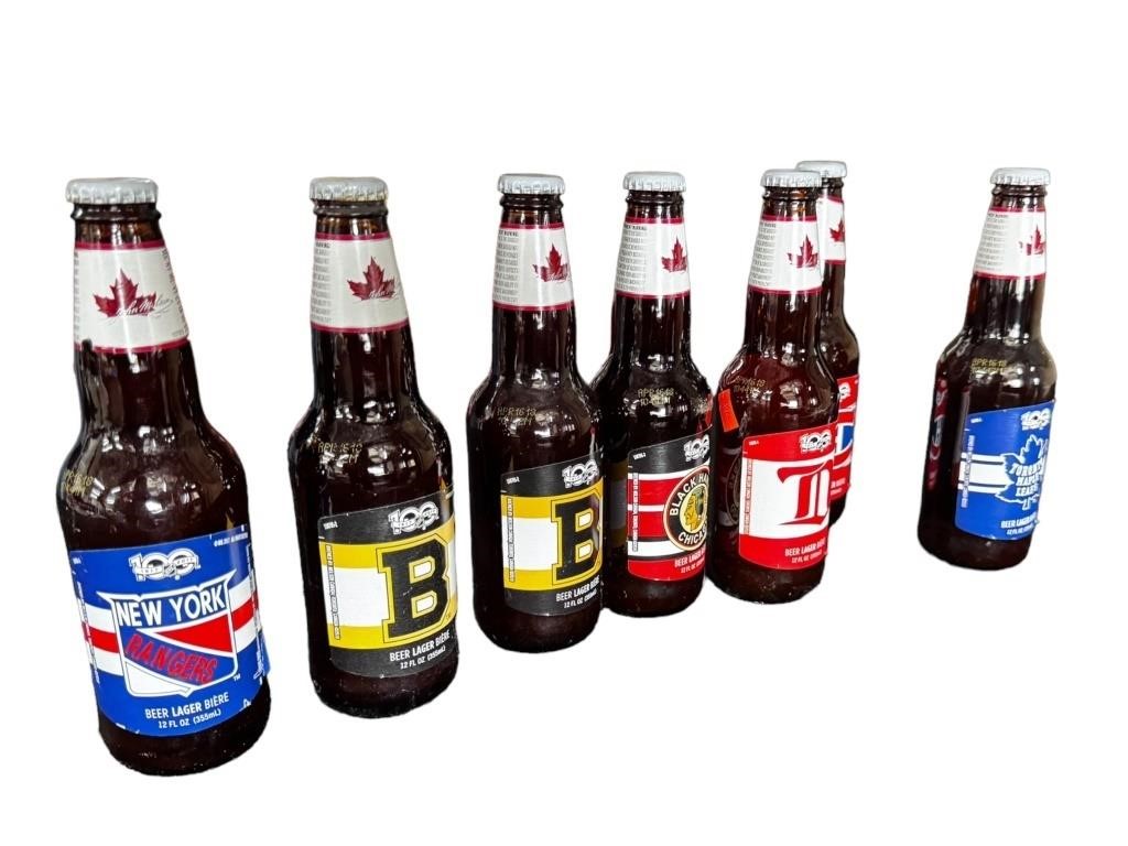 7 NHL 100 Year Full Beer Bottles / NO SHIPPING
