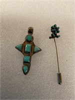 Turquoise pin and necklace pendant