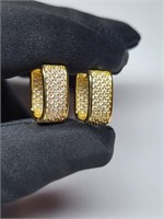 Gold Plated Hoop Earrings With Cubic Zirconia