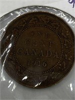 WWI CANADA LARGE PENNY 1916