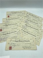 WWII EPHERMA BANK CHEQUES/ SOME WITH STAMPS 11