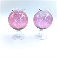 Vintage Pink Bubble Vases