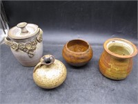 Pottery Lidded Jar, Vase, & More
