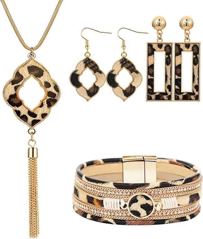 Leopard Jewelry Set for Women Leopard Leather In o