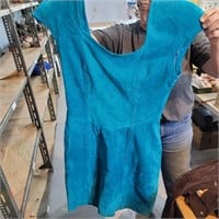 danier turquoise suede dress -1990's - sz small