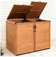 Horizontal Wood Trash and Recycling Storage Shed