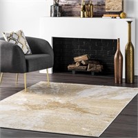 Contemporary Abstract Area Rug, 10x14, Gold