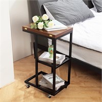 (READ)C Shaped End Table  Foldable  with Wheels