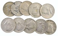 Bag of Ten 1967 Silver Clad Kennedy 1/2 Dollars