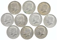 Bag of Ten 1968 Silver Clad Kennedy 1/2 Dollars