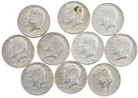 Bag of Ten 1969 Silver Clad Kennedy 1/2 Dollars