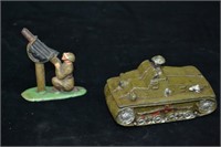 Vintage AUB-RUBR Rubber Toy Tank & Gunner USA Made