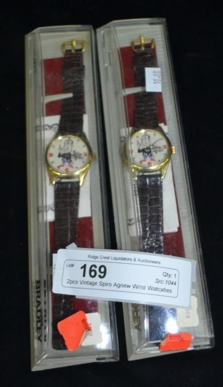 2pcs Vintage Spiro Agnew Wrist Watches in Boxes
