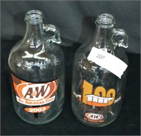 2pcs 1/2 Gallon A&W Root Beer Glass Bottles