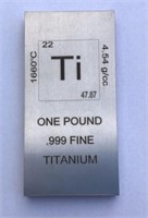 1 (One) Pound Titanium Bullion Bar