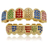 Multi-color Bling Out Teeth GRILLZ Top Bottom