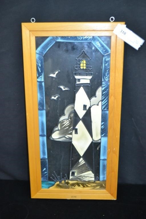 12" x 23" Cape Lookout NC Lighthouse Stained Glass