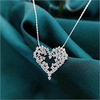 Cubic Zirconia Heart Silver Plated Necklace