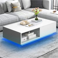 Modern White High Gloss Coffee Table 16Color LED