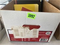 Large box filled with hanging file holders,