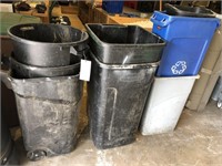 8 assorted size trash cans
